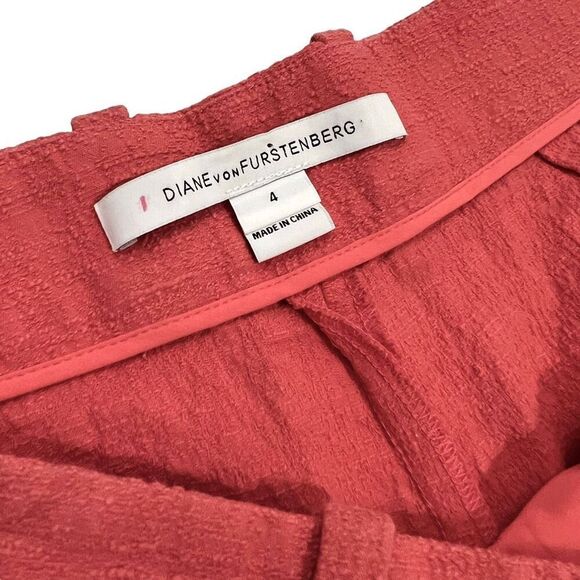 Diane Von Furstenberg Chino Style Shorts Deep Pink Mid-Rise Sz Small The Gillian - Picture 3 of 13